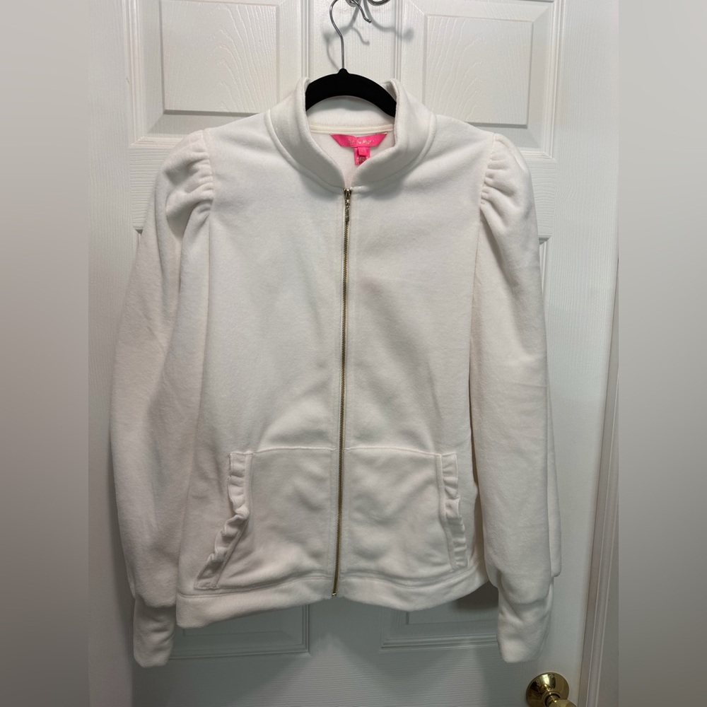 NWT Lilly Pulitzer Cabello Fleece Zip-Up in Color Coconut - Picture 2 of 8